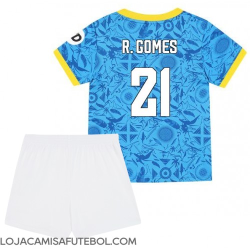Camisa de Futebol Wolves Rodrigo Gomes #21 Equipamento Alternativo Infantil 2025-26 Manga Curta (+ Calças curtas)